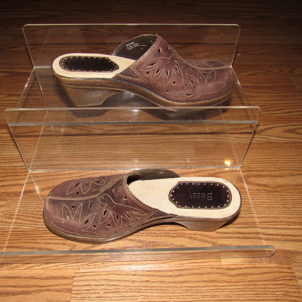 Bass Brown Mules with Cream Accents